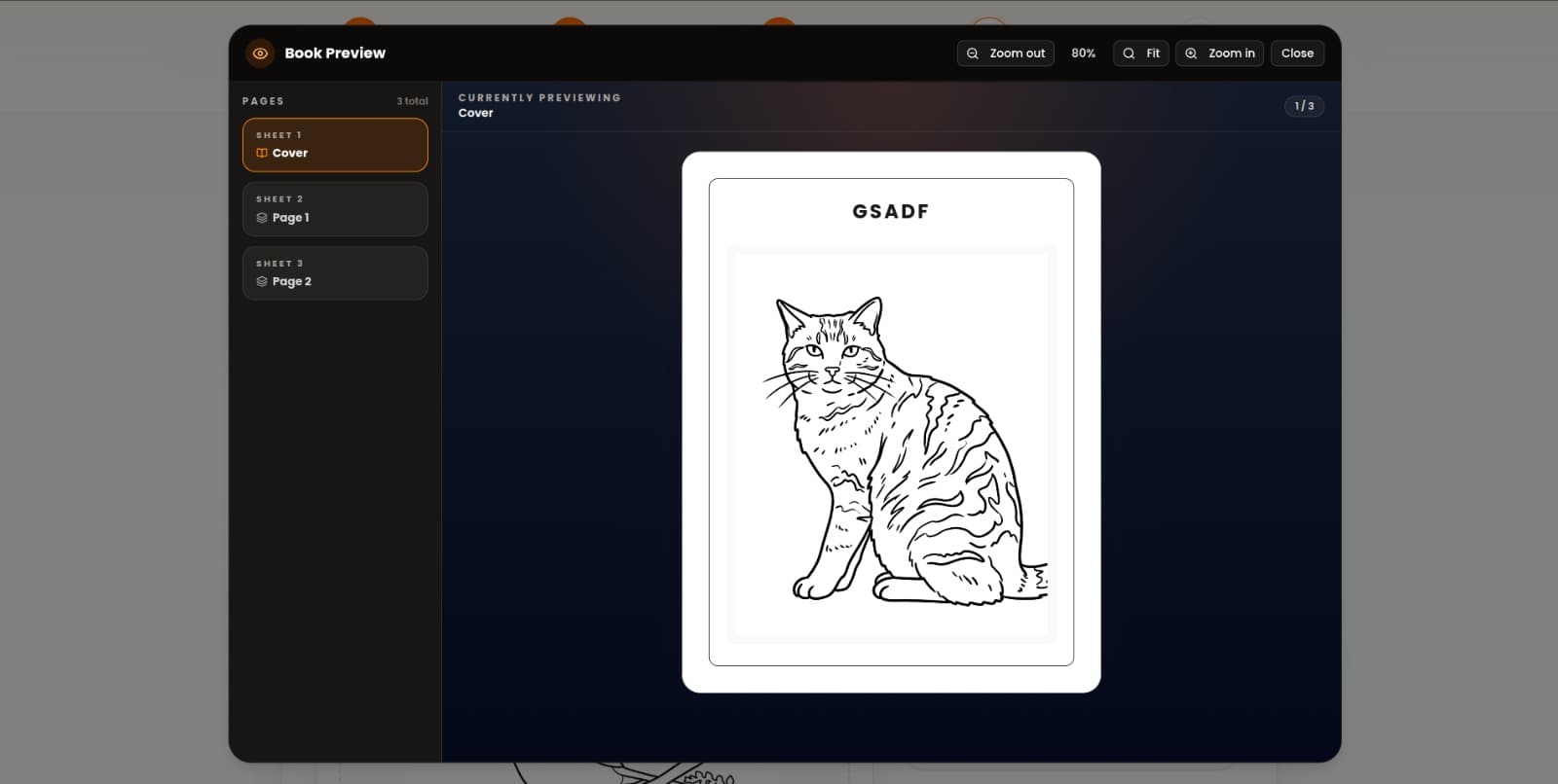 sktchLABS book preview showing a finished coloring-book page